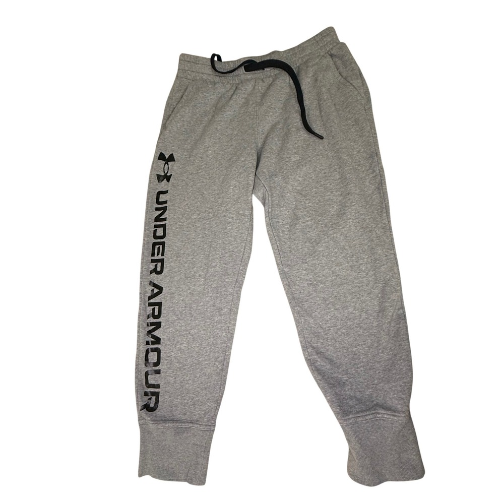 Under Armour Mens Fleece Jogger Sweatpants Gray Loose Fit Logo Pants Large